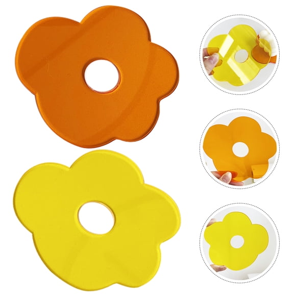 WASHWEPE Dining Table Coasters Modern Flower Shaped Acrylic 2Pcs 5.1x4.5x0.2in