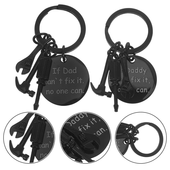 WASHWEPE 2Pcs Delicate Keyring Wrench Shape 0.98X0.98X0.24in Stainless Steel Hanging Decor for