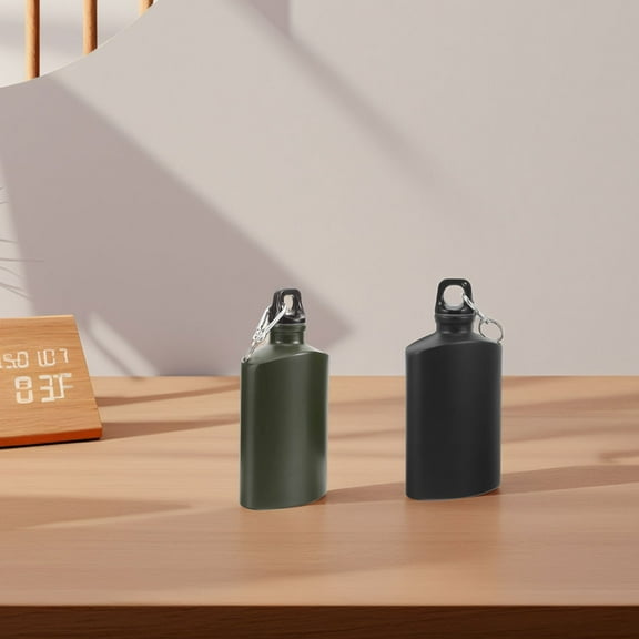 WASHWEPE 2Pcs Flat Water Bottle for Hiking Canteen Lightweight and Portable for Men Women