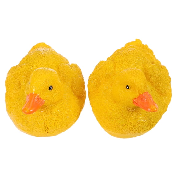 WASHWEPE 2Pcs Floating Yellow Duck Pool Decorations Resin Pond Statue for Garden Water Features