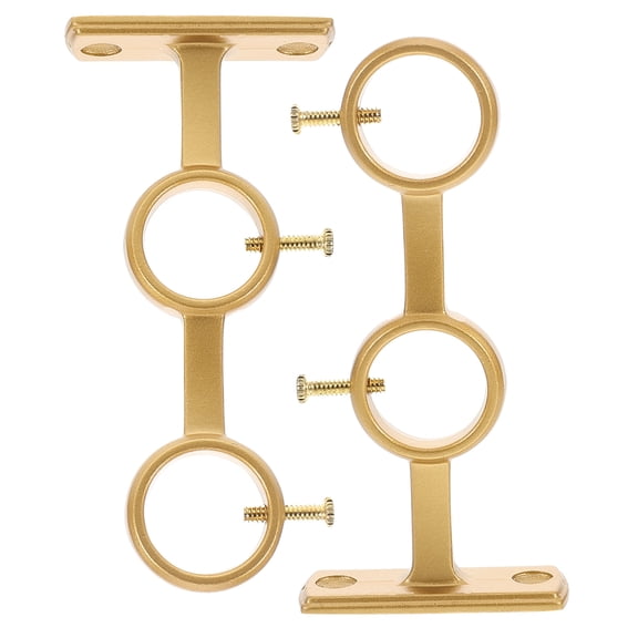 WASHWEPE 2Pcs Golden Double Rod Bracket Curtain Rod Holder Enhanced Load Capacity for Office Use