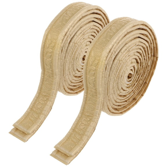 WASHWEPE 2Pcs Golden Square Self-Adhesive Moulding Trim for Wall Molding 8.9x1.6x0.1in PVC