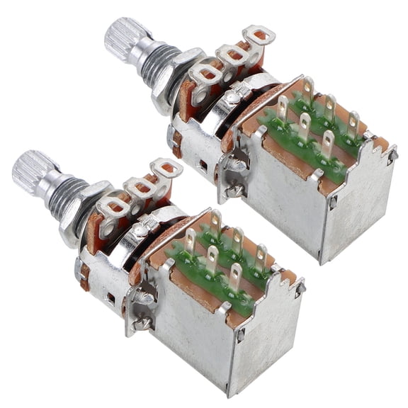 WASHWEPE 2Pcs Guitar Potentiometer 500K Linear Push Button for Volume Control and Audio Adjustment
