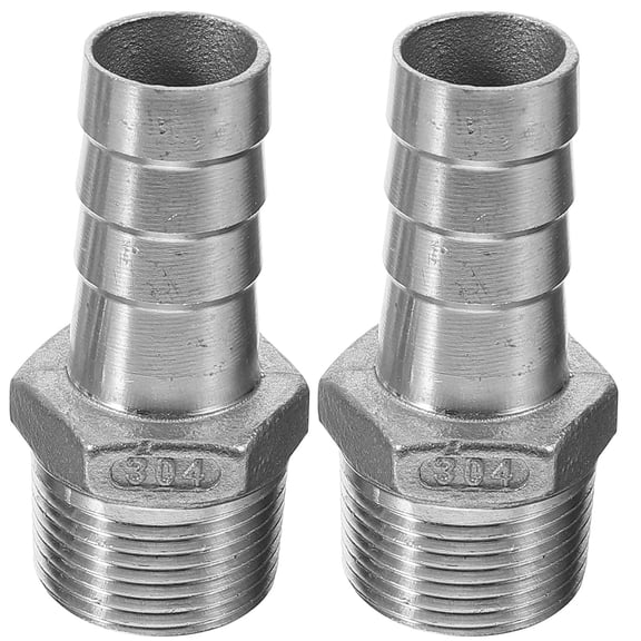 WASHWEPE 2Pcs Hose Barb Connector Stainless Steel for Gas Pipe and Water Pipe