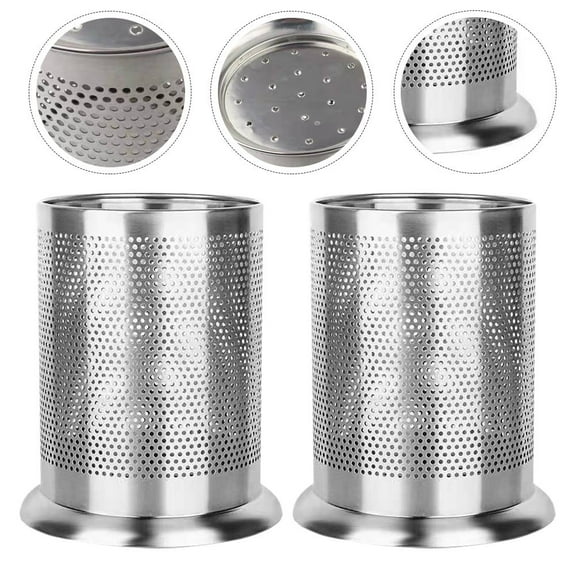 WASHWEPE 2Pcs Kitchen Spoon Holder Stainless Steel Cylinder for Tableware Storage in Kitchen