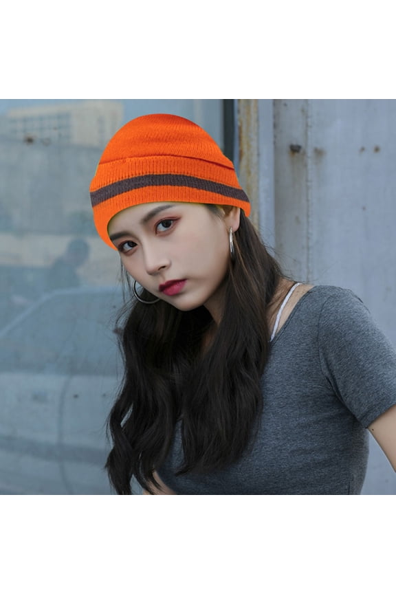 2Pcs Knit Beanie Hat Reflective High Visibility Warm Durable Acrylic Fibers Men Outdoor