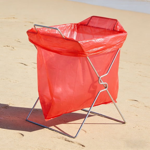 WASHWEPE 2Pcs Space Saving Foldable Garbage Bag Holder Rack for Camping and Picnic