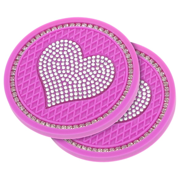 WASHWEPE 2Pcs PVC Non-Slip Coasters Cup Pad Mat for Car Use Circular 2.75X2.75X0.20In