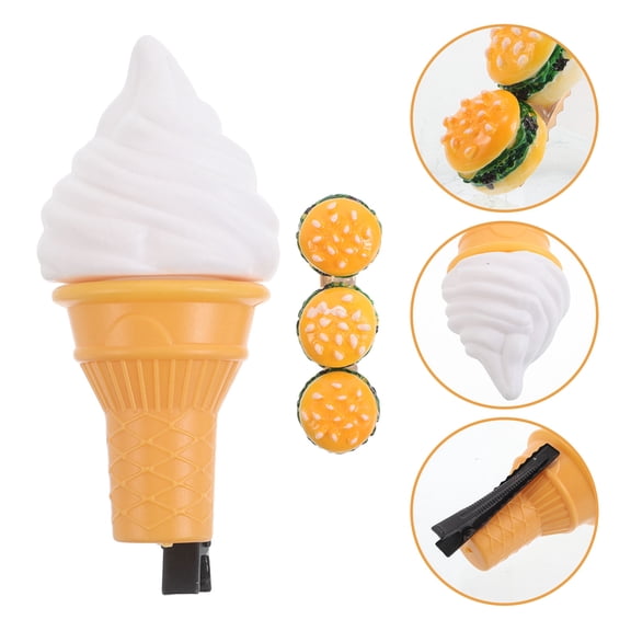WASHWEPE Quirky Ice Cream Hair Clips, Assorted Colors, Secure Hold, Fun Design, 2Pcs