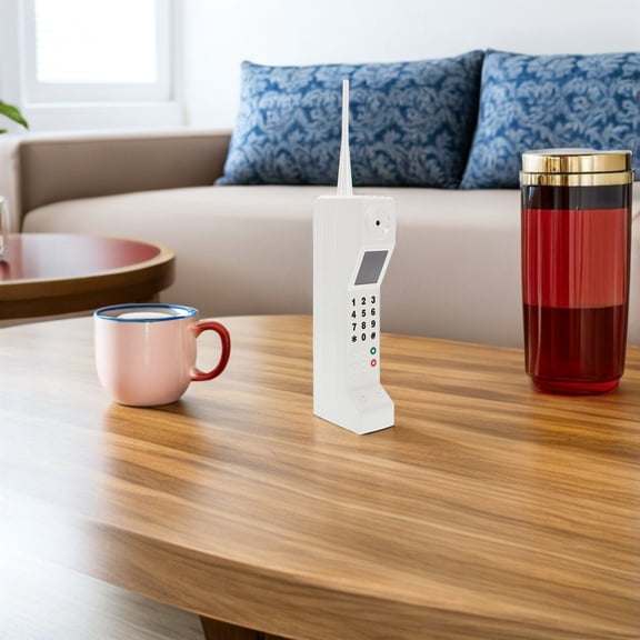 WASHWEPE 2Pcs Retro Old Fashioned Cell Phone Model in White for Vintage Home Decor and Stage Display
