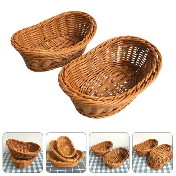 WASHWEPE 2Pcs Serving Bread Basket Plastic Baskets Brown Daily Storage Commercial Use