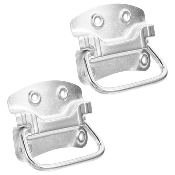 WASHWEPE 2Pcs Stylish Plated Silver Iron Chest Ring Handle Replacement with Comfortable Grip for Doors and Trash Cans
