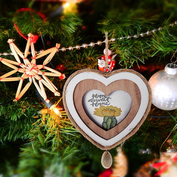 WASHWEPE Heart Shaped Miniature Picture Frames Wood Decor Assorted Color 2Pcs 3.5x3.1in