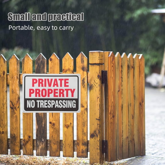 WASHWEPE 2pcs Metal No Trespassing Private Property Warning Sign Security Board