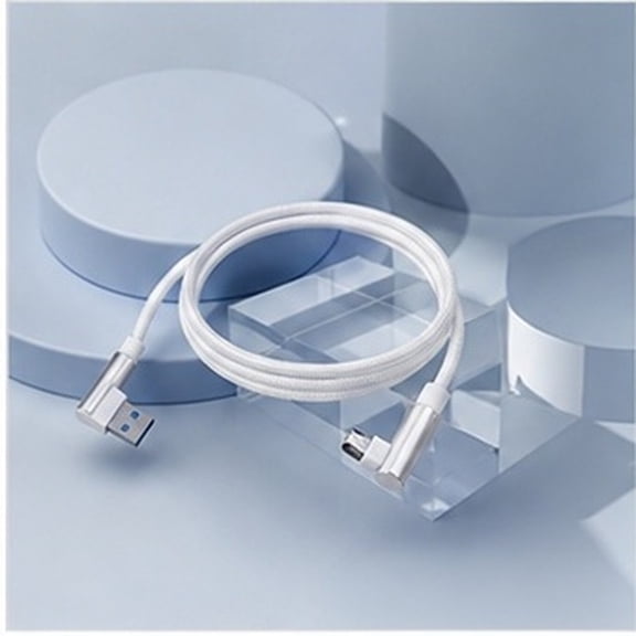 WASHWEPE 2Pcs White Micro USB Charger Cord Nylon Braided Right Angle Cable for Smartphones