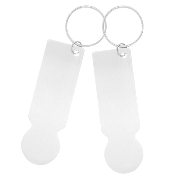 WASHWEPE 2Pcs White Rectangular Trolley Token Keyrings for Daily Use