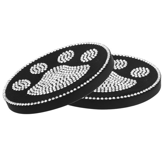 WASHWEPE 2Pcs White Round PP Rhinestone Anti-scald Insulation Coaster for Car Cup Mat 7.00X7.00X0.50cm