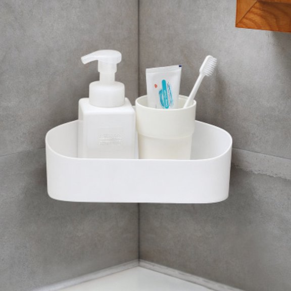 WASHWEPE 2Set Simple Plastic Bathroom Wall Storage Shower Shelf Grey 9.43X8.25X3.34Inch
