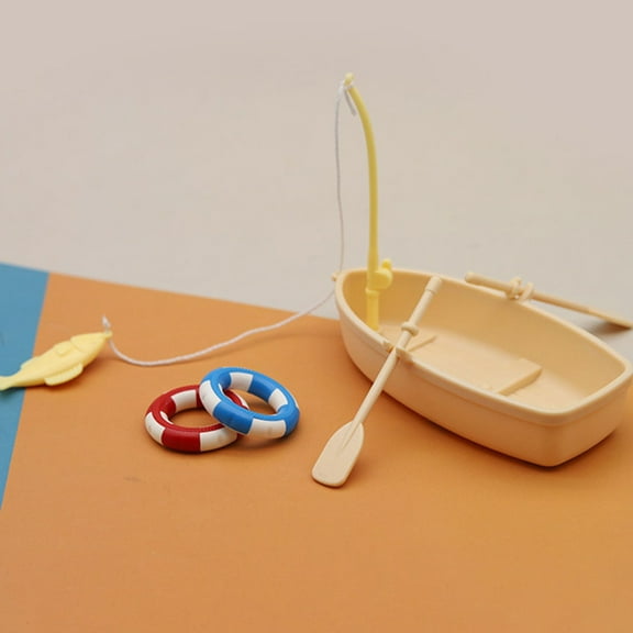 WASHWEPE 2Sets Tiny Fishing Boat Prop Mini Boats For Indoor Decoration And Toy House Scene Style