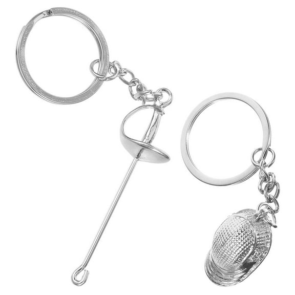 WASHWEPE 2pcs Fencing Key Chain Ornament Themed Design for Door Keys and Backpacks