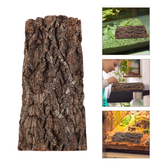 WASHWEPE Reptile Resting Platform Brown Cork Bark for Climbing and Hiding 2Pcs