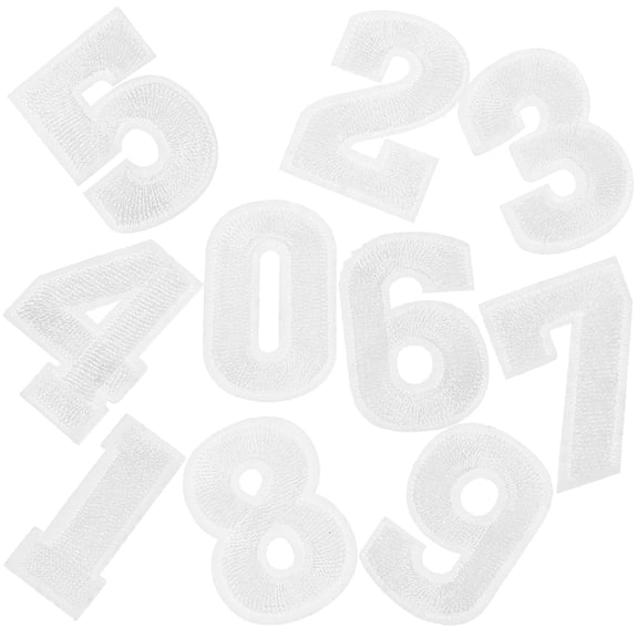 WASHWEPE Numbers Patches White 3Set 1.5X0.9X0.04In