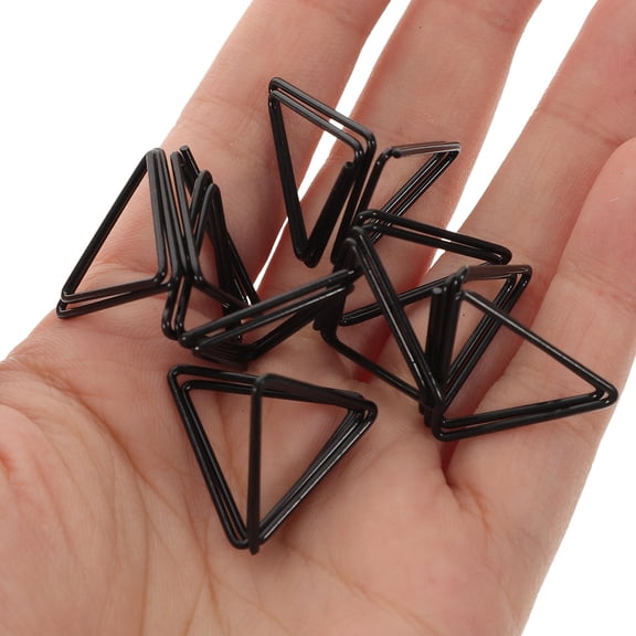 WASHWEPE 30Pcs Black Triangle Paper Clips Aluminum Alloy Memo Holders for Photo Display