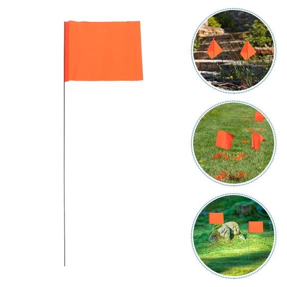 WASHWEPE 30Pcs Orange Signal Flags with Steel Wire for Landscaping Decoration and Yard Use