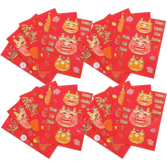 WASHWEPE 30Pcs Red Envelopes New Year Red Packets Coated Paper Rectangular For Chinese New Year Festive Occasions