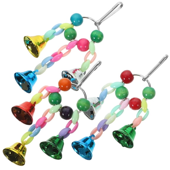 WASHWEPE 3Pcs Metal Acrylic Bell Pendant Bird Accessories for Small Birds and Anti Biting