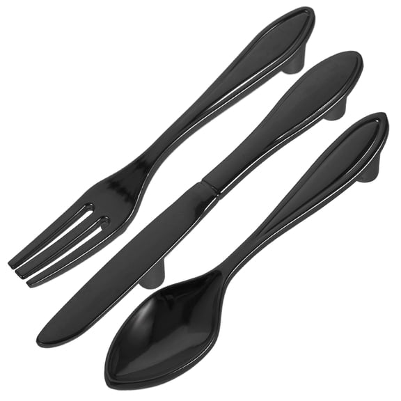 WASHWEPE 3Pcs Metal Cabinet Handles Replacement Black Spoon Shape for Home Decoration 4.72X0.79X0.59In