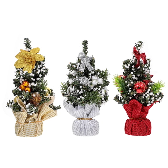 WASHWEPE 3Pcs Miniature Trees for Crafts Home Decorative Accessories 7x7x20cm Red Silver Gold