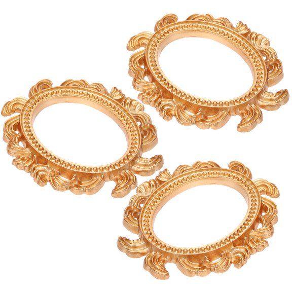 WASHWEPE 3Pcs Small Golden Vintage Picture Frames Bulk Resin Material for Photo Studio and Home Decor