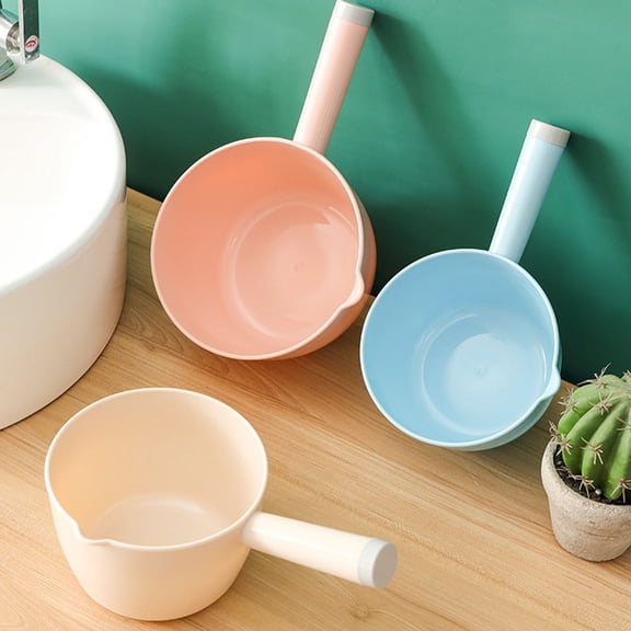 WASHWEPE 3Pcs Long Handle Water Ladle Kitchen Water Scoop Plastic Kitchen Utensil Assorted Colors