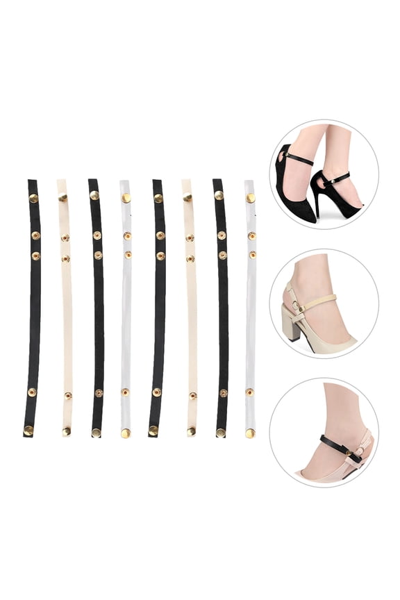 4Pairs Replaceable Shoe Straps for Heels Detachable Snap Button Bands Assorted Colors