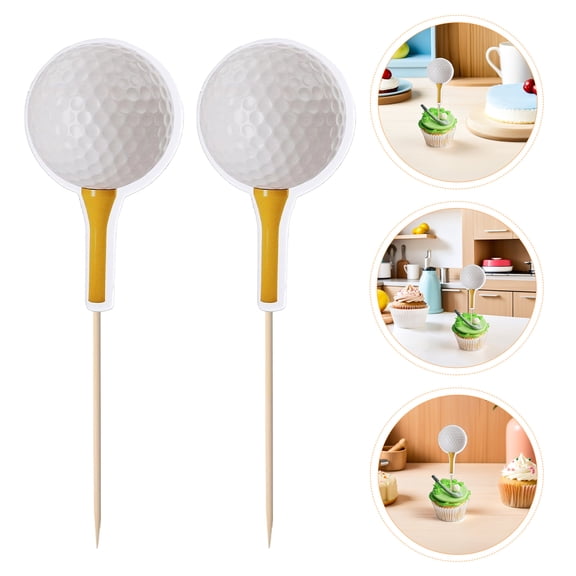 WASHWEPE 40Pcs Golf Cupcake Toppers White Paper Cake Picks for Birthday Party Decorations and Sports Themed Desserts