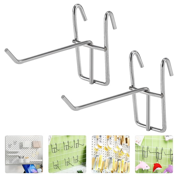WASHWEPE 40Pcs Grid Wall Panel Hooks Silver Iron for Retail