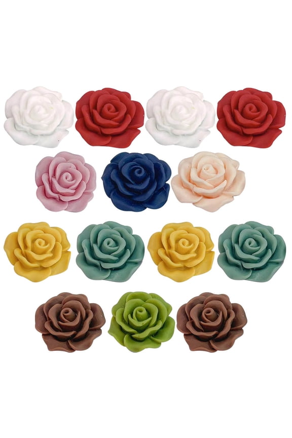Resin Rose Charms Assorted Colors for DIY Jewelry Making 45Pcs