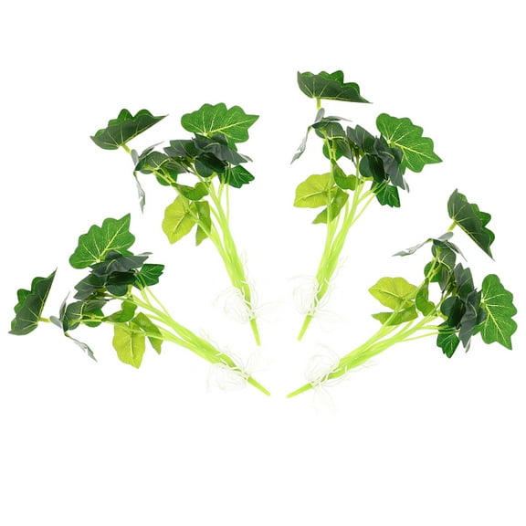 WASHWEPE Set of 4 Artificial Green Plastic Branches for Mall Decoration and Home Interior Styling