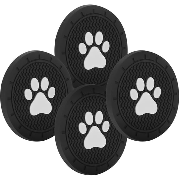 WASHWEPE 4Pcs Car Interior Cup Holder Pad Increase Friction and Protect Car Interior Black PVC