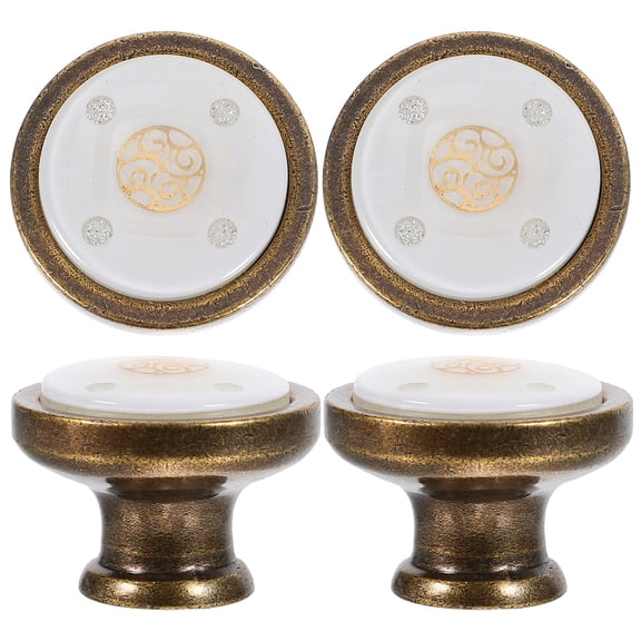 WASHWEPE 4Pcs Copper White Wardrobe Knob Zinc Alloy for Living Room and Office Furniture 1.18X1.18X0.98in