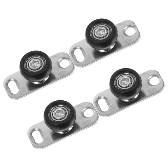 WASHWEPE 4Pcs Glass Door Floor Guide Plated Silver Stainless Steel with Antisway Mechanism for Sliding Doors