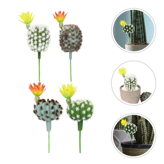 WASHWEPE 4-Pack Realistic Artificial Cactus Plants for Home Office Desk Decoration and Indoor Gardening