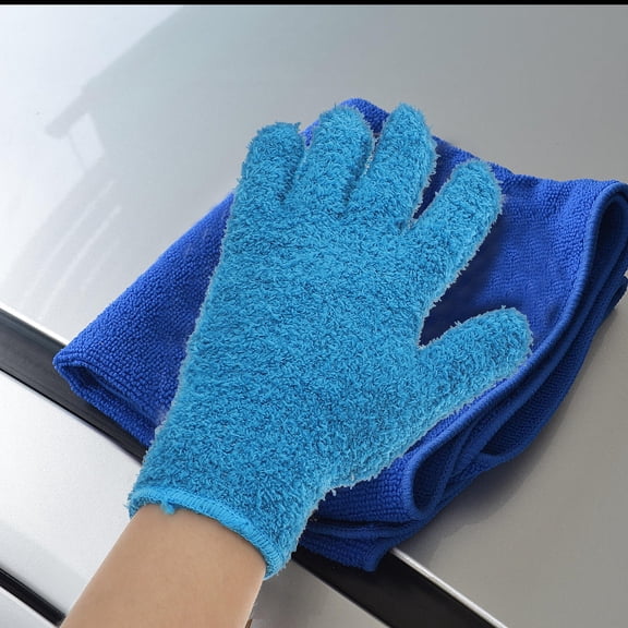 WASHWEPE 4Pcs Microfiber Cleaning Gloves for Home Use Assorted Colors Soft Dusting Gloves