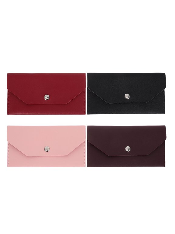 4Pcs Multi Color Slim Cash Envelope Wallets with Snap Closure for Convenient Cash Handling