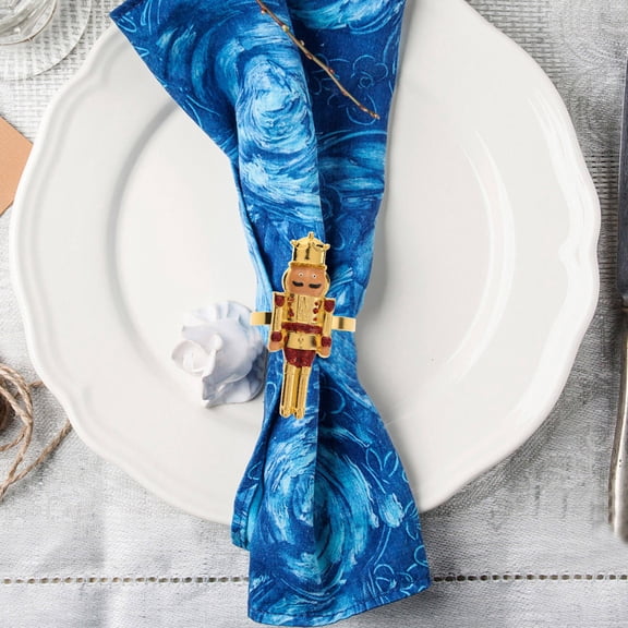 WASHWEPE 4Pcs Nutcracker Shaped Napkin Buckles For Festive Table Decoration At Christmas And Thanksgiving Dinners