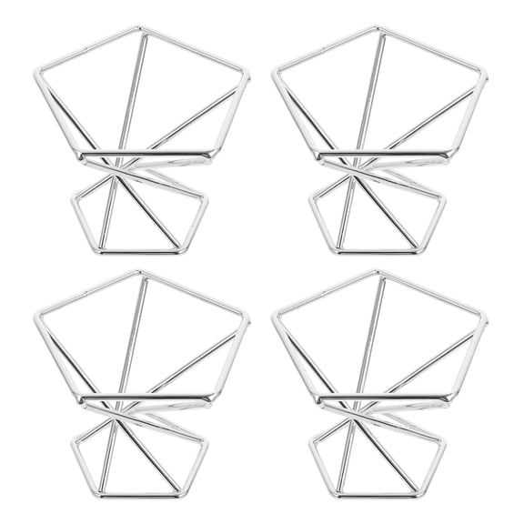 WASHWEPE 4Pcs Plated Silver Iron Air Plant Holder Metal Stand for Home and Office Decor