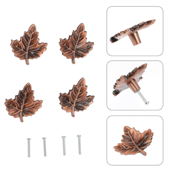 WASHWEPE 4Pcs Red Metal Drawer Handles Zinc Alloy Cabinet Pulls Comfortable Grip for Home Use