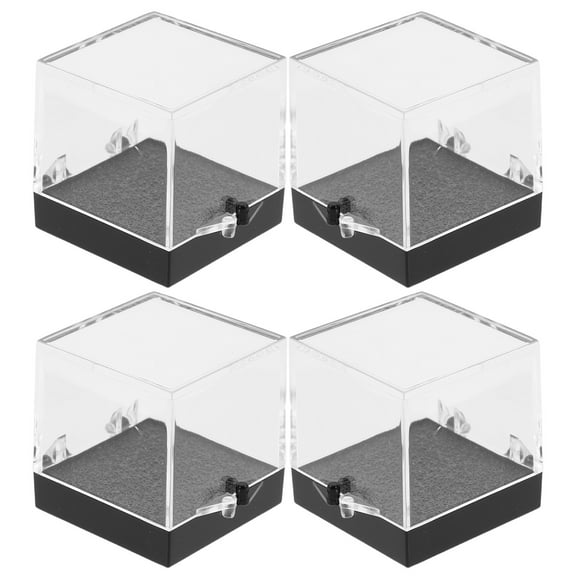 WASHWEPE 4Pcs Shadow Boxes Display Cases for Specimen Display and Storage Black Acrylic with Sealing Performance