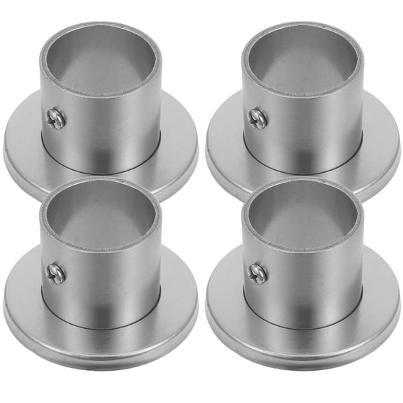 WASHWEPE Stainless Steel Bath Curtain Rod Flange Plated Silver for Garden Easy Install 4Pcs
